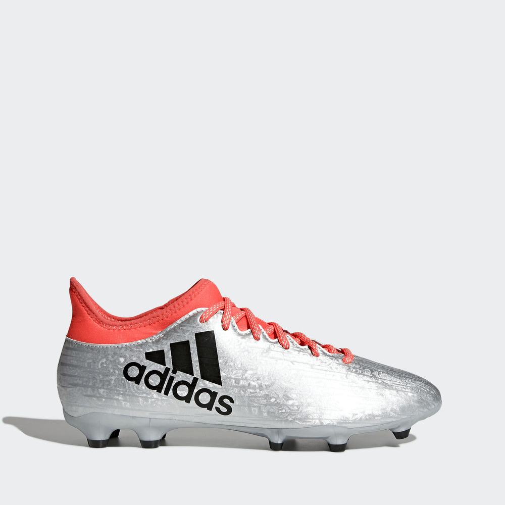 Adidas X 16.3 Firm Ground - ποδοσφαιρικα παπουτσια ανδρικα - Ασημι Μεταλλικός/Μαυρα/Κοκκινα,Μέγεθος: